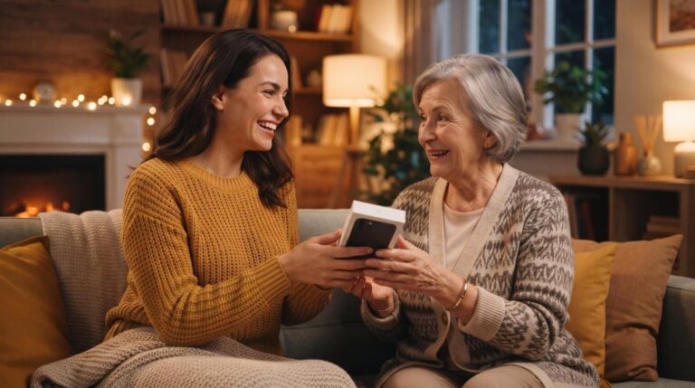 Pessoa segurando celular com app de transferência aberto para enviar dinheiro como presente